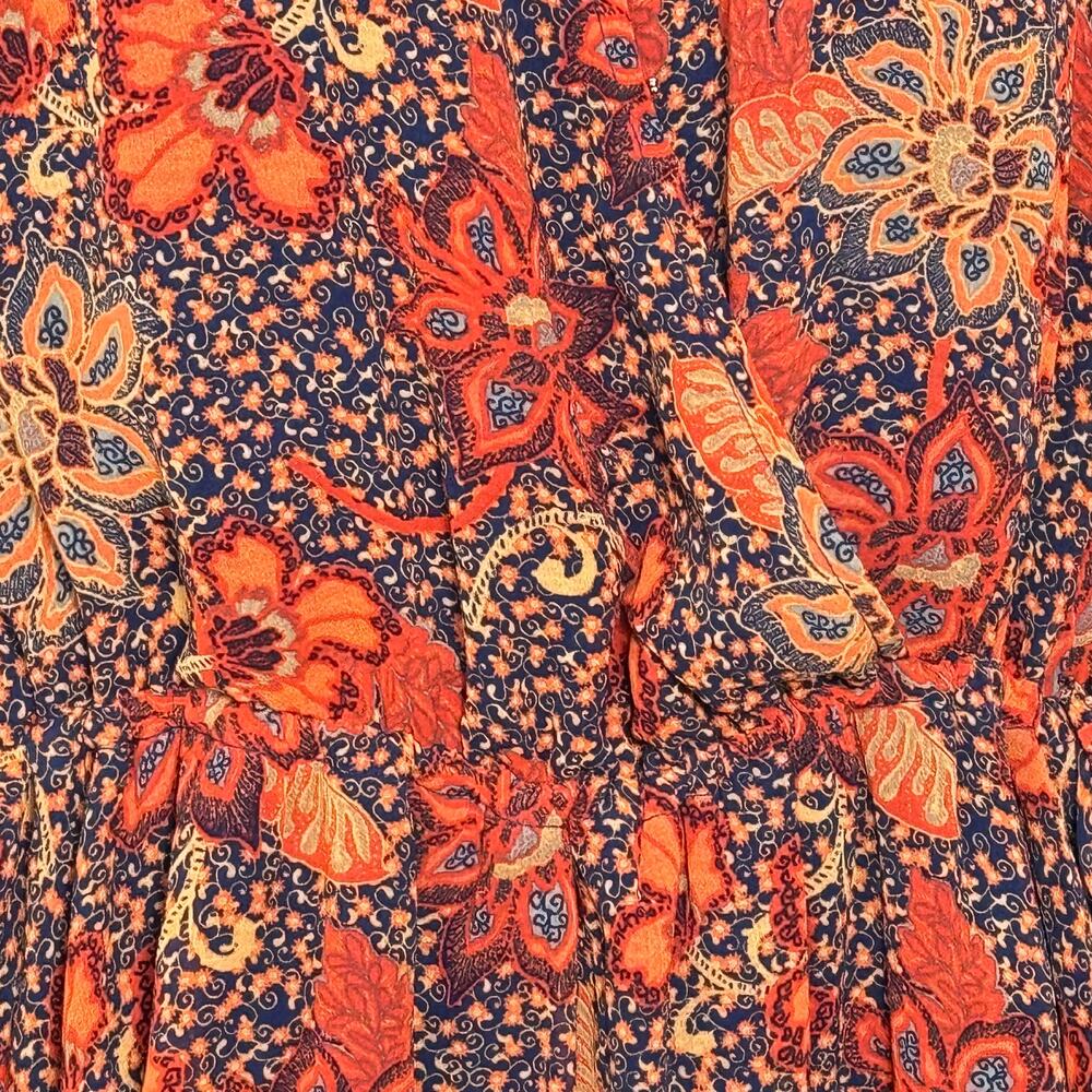 Free People Floral Paisley Mini Dress Surplice Long Sleeve Boho Festival - Picture 4 of 12